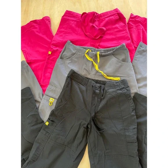Spread Good Cheer Scrub Pants 3 Pack Bundle XS Black Grey Pink Cargo Drawstring - Picture 2 of 13